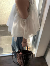 White cloud shape 2 ways mesh cami