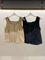 Beige Vest w/ ruffle trimming vest
