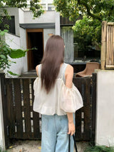 White cloud shape 2 ways mesh cami