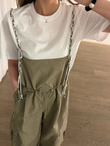 Khaki dungaree w/ details strings cami