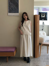 Ivory linen vest w/ pocket