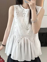 Cutout embroidery in chiffon hem