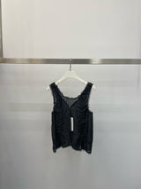 Charcoal lace vest with buttons