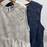 Cutout embroidery in chiffon hem