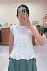 Light yellow buttons cami w/ lace v neck