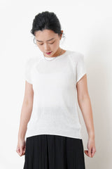 White thin knit top w/ rolled collar