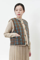 2 ways checked fleece vest