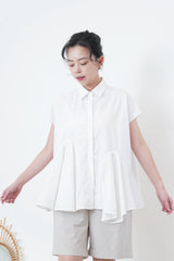White shirt w/ peplum hem details