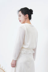 White cardigan w/ sheer hem