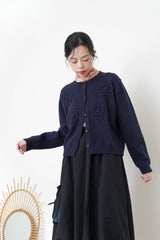 Navy cardigan w/ floral pattern