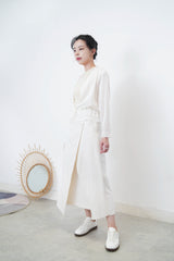 White cardigan w/ sheer hem