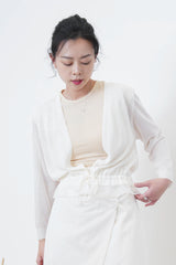 White cardigan w/ sheer hem