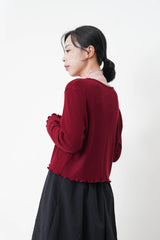 Wine glitter cardigan w/ strings