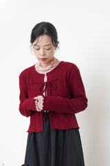 Wine glitter cardigan w/ strings