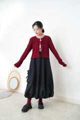 Wine glitter cardigan w/ strings