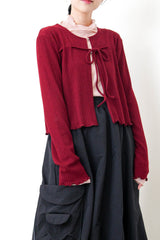 Wine glitter cardigan w/ strings