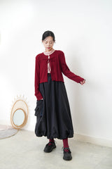 Wine glitter cardigan w/ strings