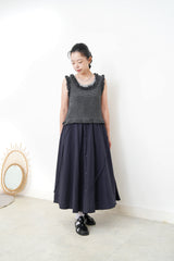 Grey stripe vest w/ ruffle fringe