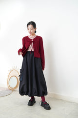 Wine glitter cardigan w/ strings
