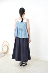 Blue stripy denim cami w/ white inner in set