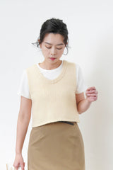 Butter yellow u neck vest