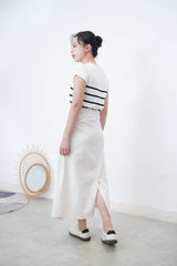 White stripe knit minimal top
