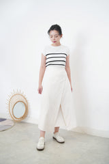 White stripe knit minimal top