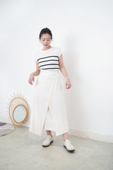 White stripe knit minimal top