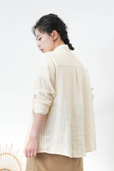 Cream stripes texture shirt
