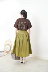 Green A cut skirt w/ v shape cutting