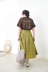 Green A cut skirt w/ v shape cutting