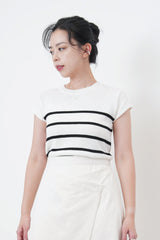 Navy stripe knit minimal top