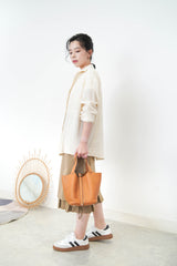 Cream stripes texture shirt