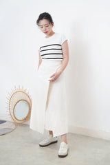 White stripe knit minimal top