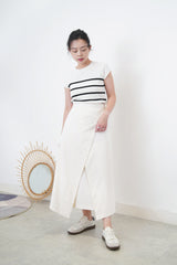 White stripe knit minimal top