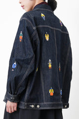 Premium embroidery denim unisex jacket