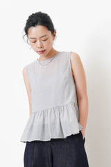 Grey chiffon peplum vest w/ cami inner set