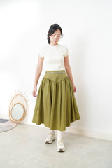 Green A cut skirt w/ v shape cutting