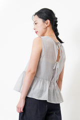 Grey chiffon peplum vest w/ cami inner set