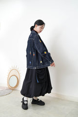 Premium embroidery denim unisex jacket