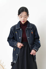 Premium embroidery denim unisex jacket