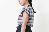 Navy stripes top w/ stitch trimming