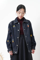 Premium embroidery denim unisex jacket