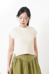 Ivory split hem vest in premium wool