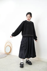 Black sweater w/ contrast stitching