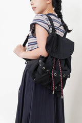 Black checked backpack w/ contrast string