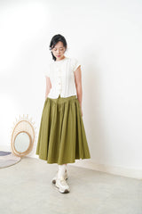 Green A cut skirt w/ v shape cutting