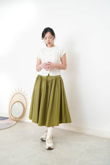 Green A cut skirt w/ v shape cutting