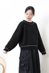 Black sweater w/ contrast stitching