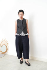 Black dyed denim style vest in split hem